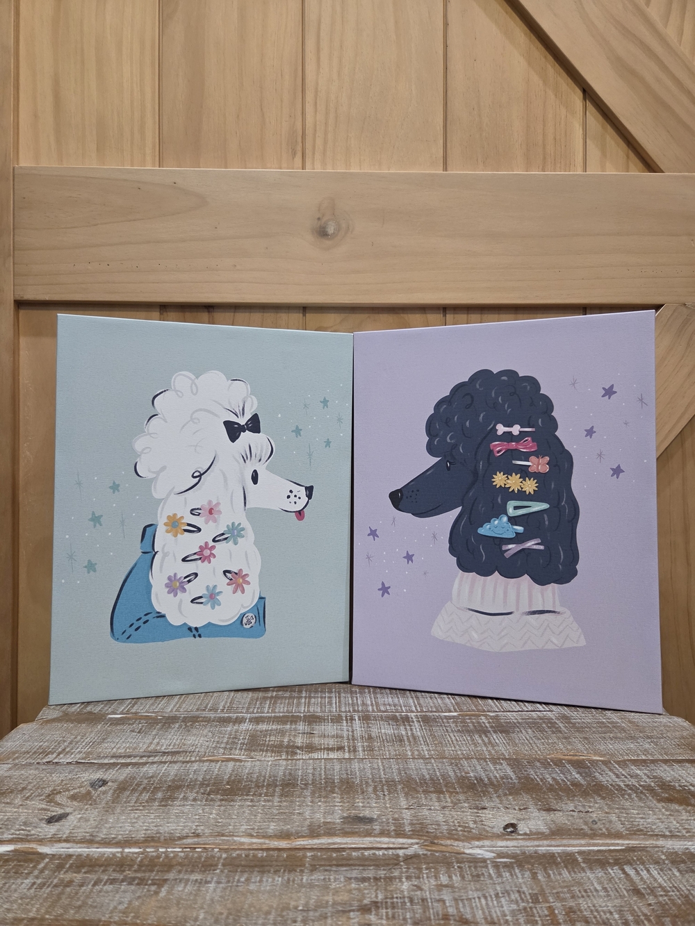 Pair Of Krissy Masts' French Poodle Canvas Prints | 11"×14"